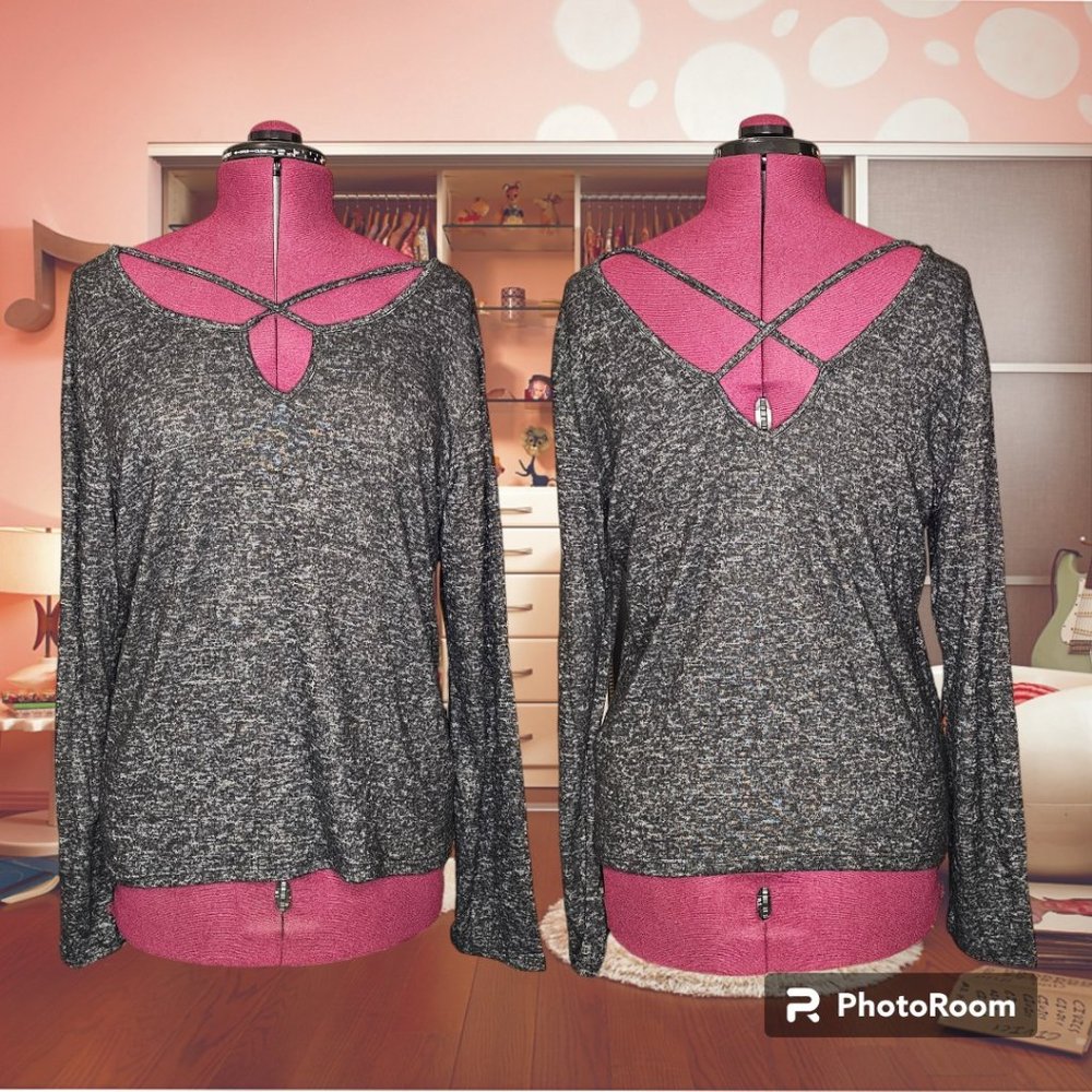 Ambiance Clothing Charcoal Knit Top Soft and Comfy‎ Athleisure Size 2XL NWOT